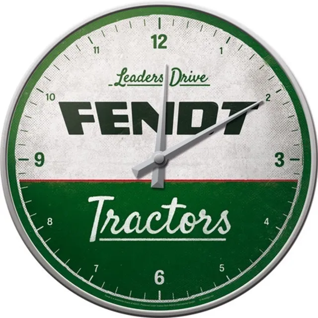 Nostalgic Art Merchandising Fendt - Tractors. Wandklok Ø 31 cm en 6 cm dik. Groen Grijs Zwart