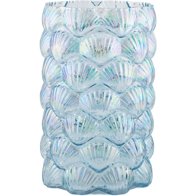 homebound by ky Glazen vaas schelpen holo blauw