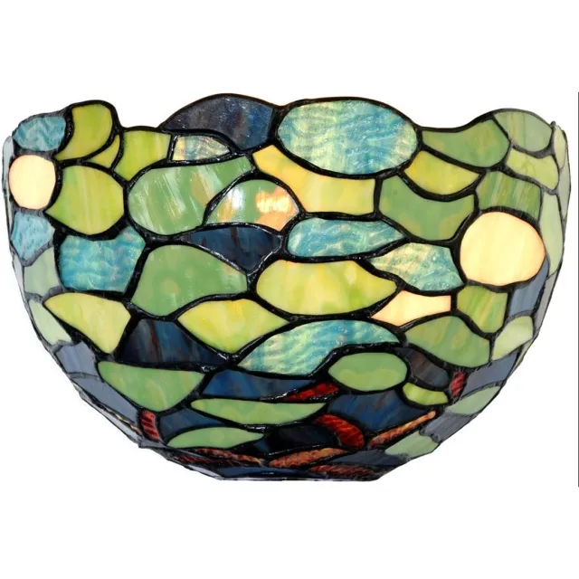 Coloured by Art Tiffany Wandlamp Hortensia - Art Deco Trade Lichtgroen