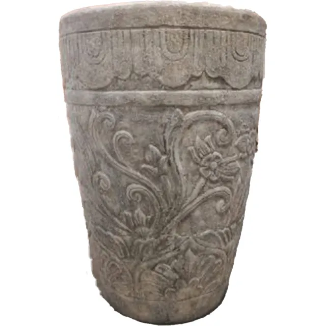 PTMD Sasha Cream Cement Fiber Pot Flower Pattern RoundL Bruin