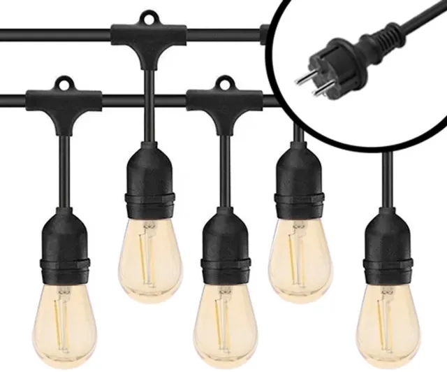 Fonkel 30m Arena Eco Prikkabel – Hangende lampen – Amber 2200K Lampjesslinger - Lichtsnoer - Sfeerverlichting Buiten en Binnen - Feestverlichting