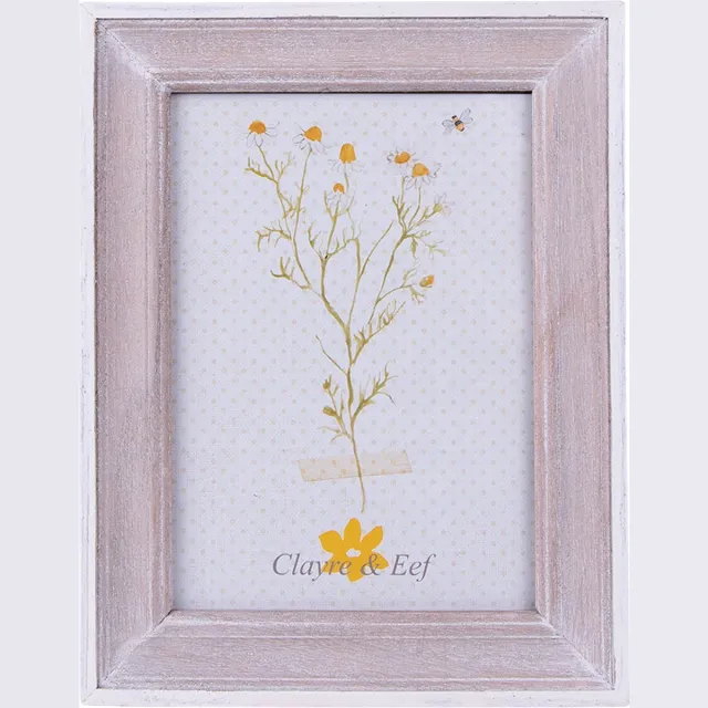 Clayre & Eef Fotolijst 10x15 cm Bruin Wit Hout Rechthoek Fotokader