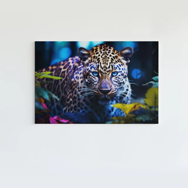 Trendex Global Canvas Schilderij - Luipaard - Portret -Dieren - 90x60x2 cm Kleurrijk