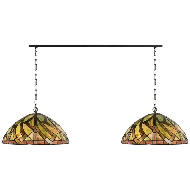Coloured by Art 2 x Tiffany Willow met ketting lampen aan plafondbalk - Art Deco Trade Zwart