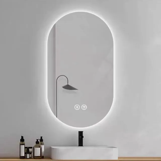 Merax LED Badkamerspiegel - 60x90cm - Slimme Wandspiegel met Touchscreen - Dimbare Verlichting - Anti-condens Functie - Veiligheidsglas - Moderne Make-up Spiegel Zilver