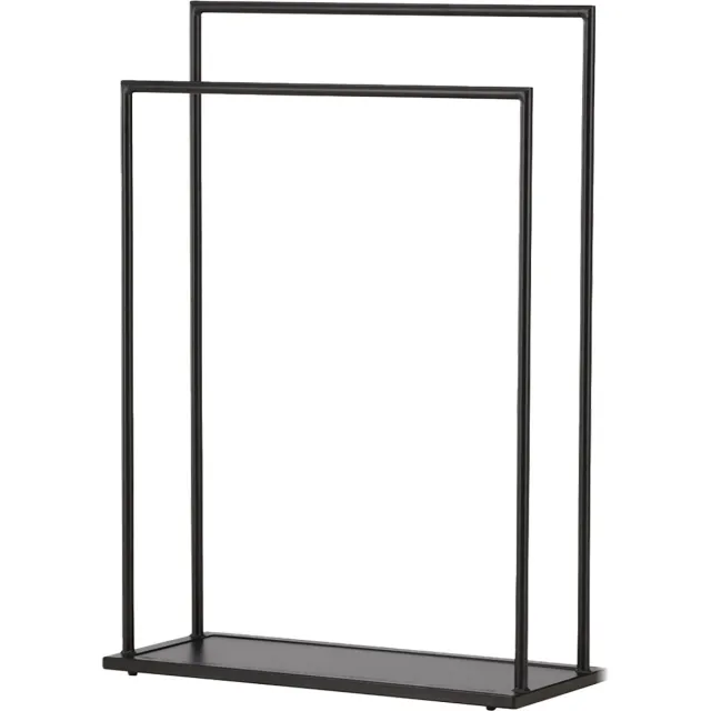 Nest living Eva Zwart Metalen Kledingrek - Staand - 2 Stangen - Kledinghouder - Handdoekhouder - Handdoekenrek - 100 x 70 cm