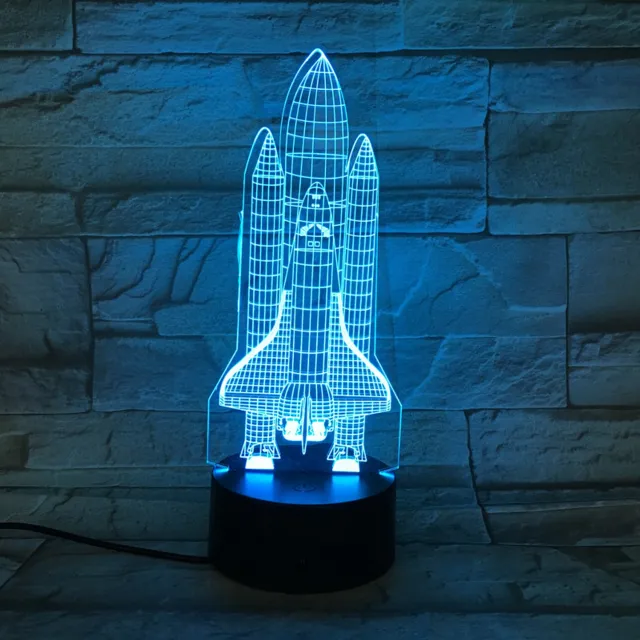 MC Living 3D Led Lamp Met Gravering - RGB 7 Kleuren - Spaceshuttle