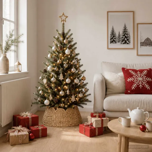 vidaXL Kerstboomkraag Rond Naturel Dia. 45 x 22 cm Waterhyacint