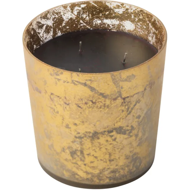 J-Line geurkaars M-Chic - Oud & Amber - glas - goud/zwart - medium - 80U