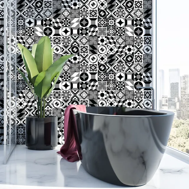 Ambiance Sticker Zelfklevende tegelmuurstickers voor keuken en badkamer - 60 Azulejos Alanis tegelstickers - 60 stickers 15x15cm Multi color