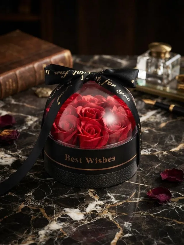 Forever Golden Rose Luxe Rozen Cadeaubox met Zeeprozen Rood