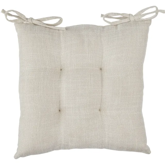 Atmosphera Stoelkussen Clem 38x38cm - Met 2 lintjes - 100% polyester - Beige Linnen