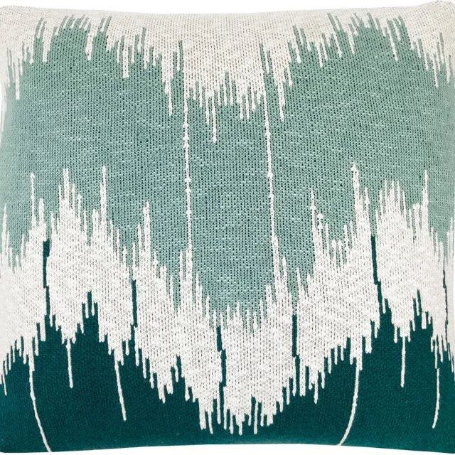 Malagoon Wave knitted cushion green Groen, Offwhite