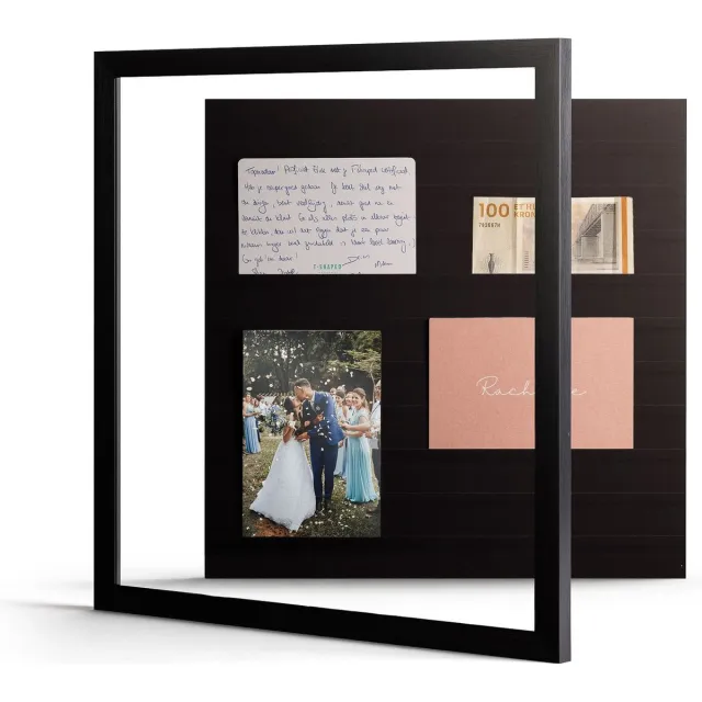 Deknudt Frames XXL collagelijst met afneembare voorzijde (zwart, 50 x 50 cm, glas) - grote fotolijst voor meerdere foto's - makkelijk te openen aan de voorkant