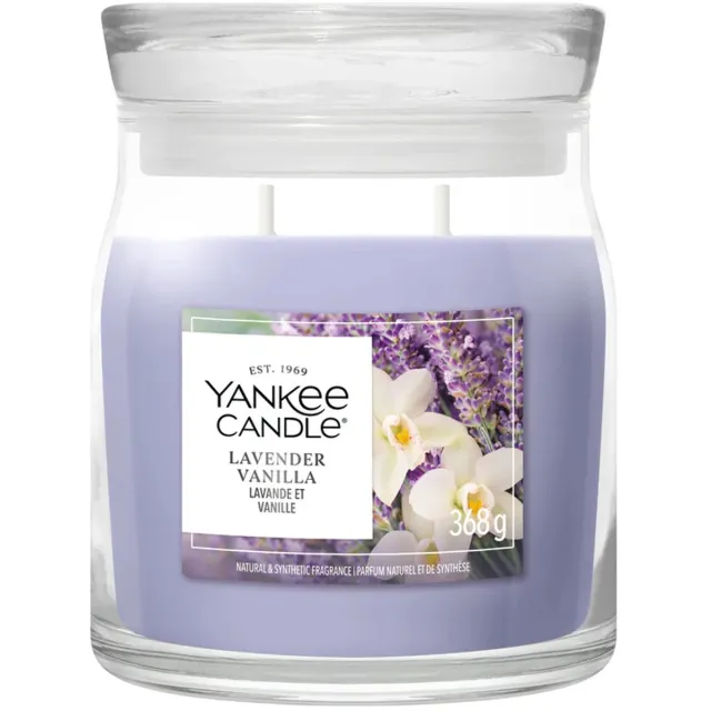 Yankee Candle Lavender Vanilla Medium Jar - tot 50 branduren Paars