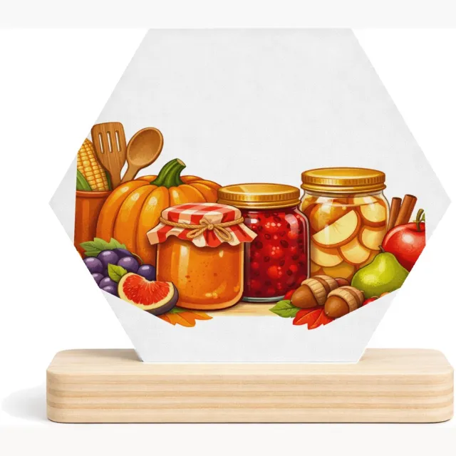 Mr Cadeautjes MDF fotolijst/inleg hexagon 14 x 13 - design Een speels retro-voedselbeeld met een grote kopregel en een | cadeau Wit