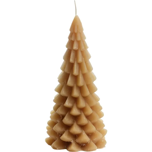 Rustik Lys Kerstboom kaars - Fudge -Groot - 10 x 20 cm Bruin