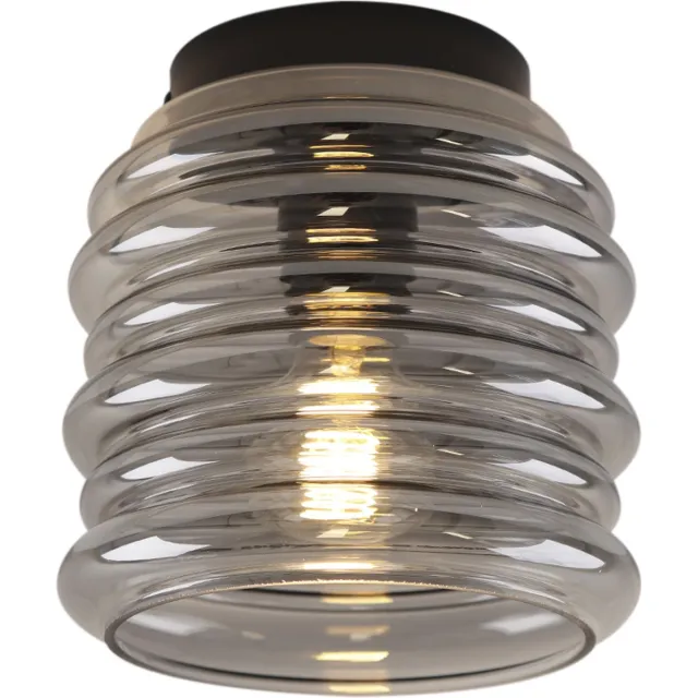Olucia KAREN - Plafondlamp - Grijs / Zwart - Vorm: Ovaal