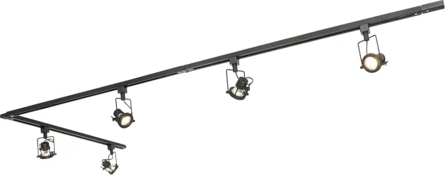QAZQA suplux - Industriele Dimbare LED Smart Spot railsysteem verlichting, railverlichting incl. wifi met Dimmer - 5 lichts - L 286 cm - Zwart - Industrieel - Woonkamer | Slaapkamer | Keuken Zwart Smart LED
