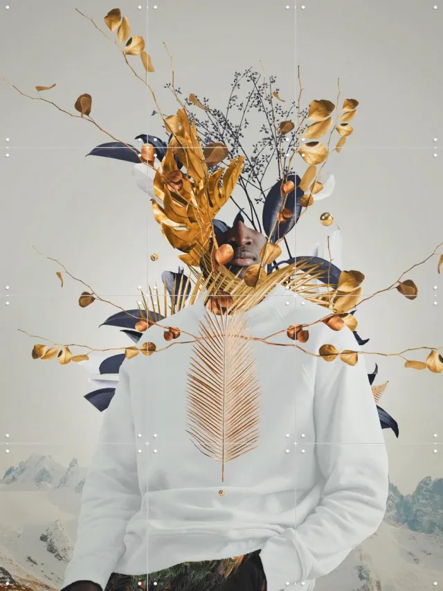 IXXI Silence and Simplicity are the same Person, Frank Moth - 60 x 80 cm - Grote wanddecoratie en posters - Gemengde Technieken, Digitale Kunst Lichte tinten / Goud