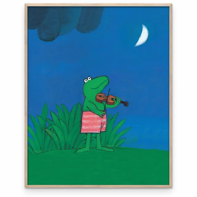Prenter Fine art print: Kikker is Verliefd | Kikker van Max Velthuijs Blauw