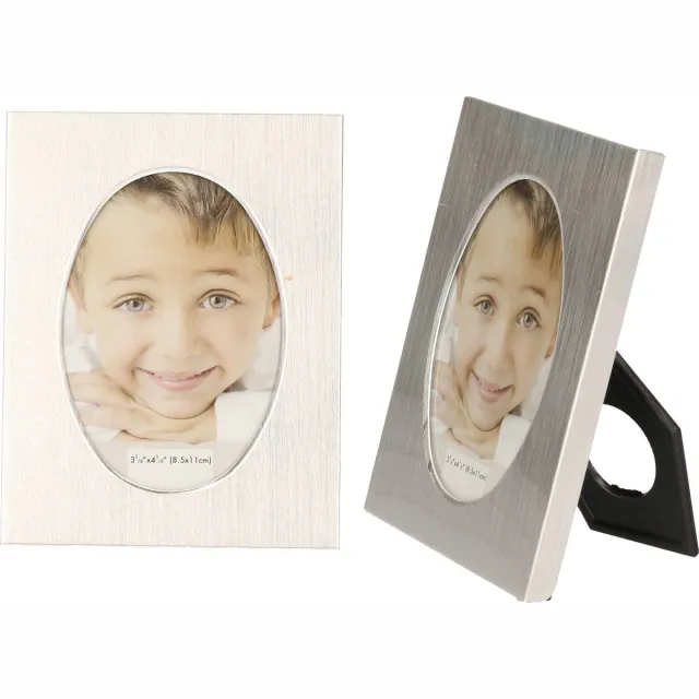 Cepewa 3x stuks aluminium fotolijst zilver ovaal geschikt voor een foto van 5,5 x 8 cm - Fotolijstjes