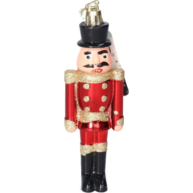 Decoris Kerstboomhanger notenkraker - poppetje/soldaat - rood - 12 cm - kunststof Multi