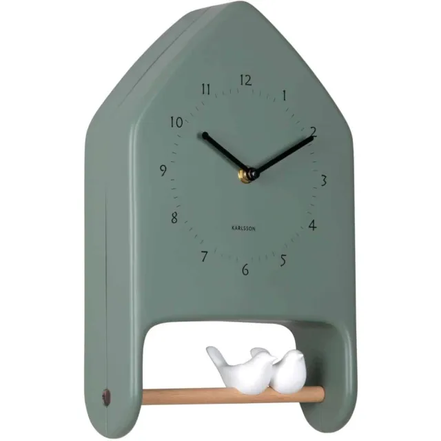Karlsson Wandklok Love Birds - Jungle groen - 7.1x20x32cm - Wandklok Modern