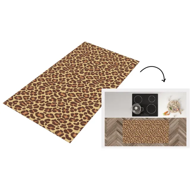 KitchenYeah Keukenloper - Loper keuken - Patroon - Luipaard - Vacht - 120x60 cm - Keukenloper vinyl Multicolor