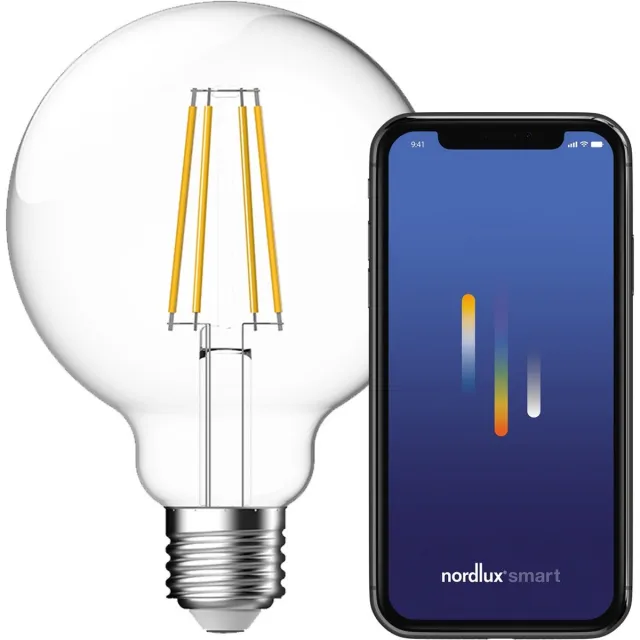 Nordlux G95-lichtbron-smart-filament-E27-helder-2200K 6500K