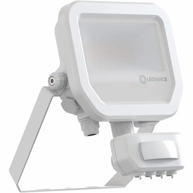 LEDVANCE LED Floodlight Aluminium Wit 8W 1200lm 100D - 840 Koel Wit | IP65 - Bewegings- En Lichtsensor - Symmetrisch Zonder