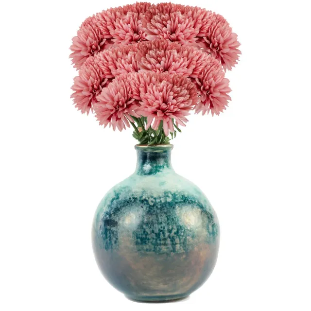 CHAKS Kunstbloemen boeket dahlia - 5x - roze - 26 cm - bloemstuk - onderhoudsvrij