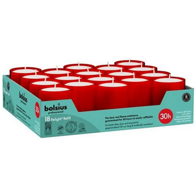 Bolsius Relight 30 Uur Rood | 4 x 18 stuks
