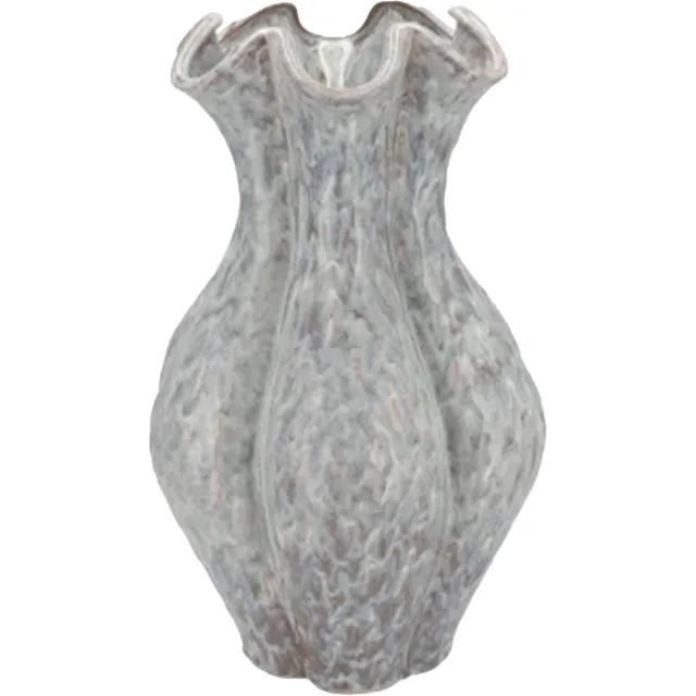 DK design Bloemenvaas Inga Driss - grijs - 15 x 20 cm - unieke glazuurlook
