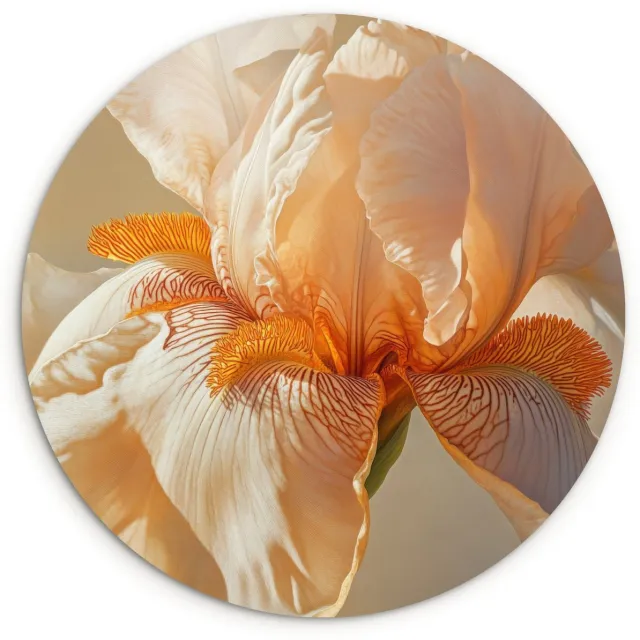 WallCircle Wandcirkel 140x140 cm - Muurcirkel Close up - Oranje - Iris - Muurdecoratie woonkamer - Wanddecoratie slaapkamer - Kamer decoratie accessoires - Ronde schilderijen