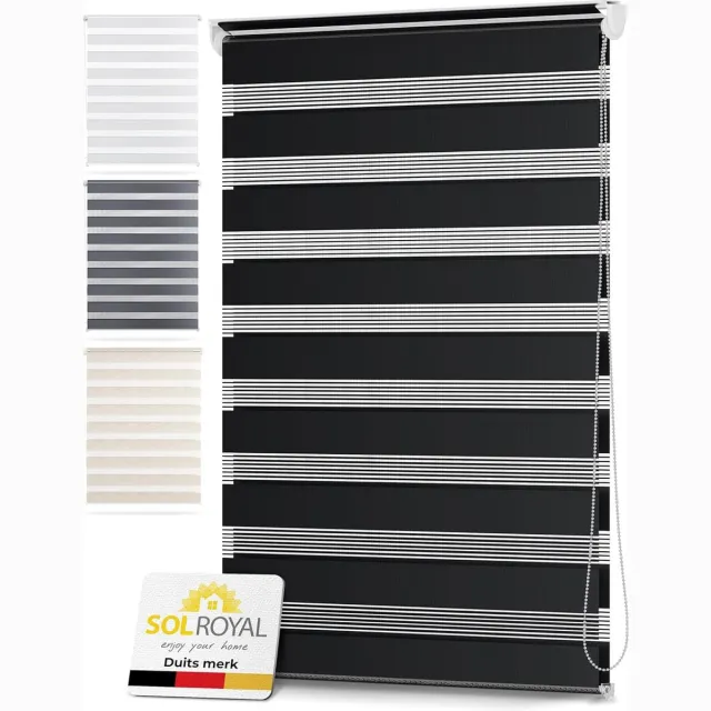 Sol Royal DL2 – Rolgordijn Lichtdoorlatend 45x150 cm zwart– Duo Rolgordijn zonder Boren – Klembevestiging