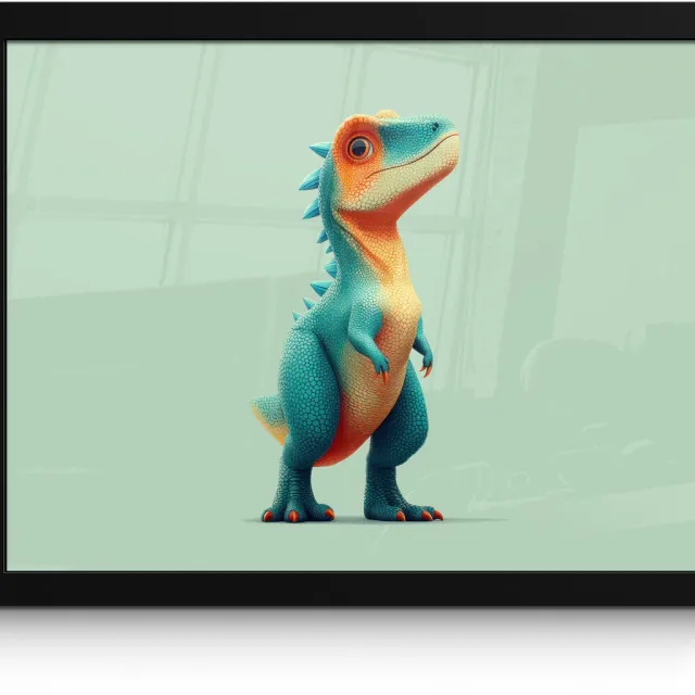 FrameYourWall Poster in lijst - Fotolijst 40x30 cm - Posters - Cartoon - Dino - Oranje - Stekels - Posterlijst zwart - Decoratie - Wanddecoratie woonkamer - Muurdecoratie slaapkamer