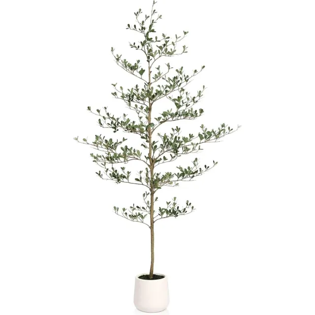 Provento Kunstboom 180 cm met zwarte olijven decoratie, natuurgetrouw - sfeervolle boom voor binnen - 1 stuk Groen
