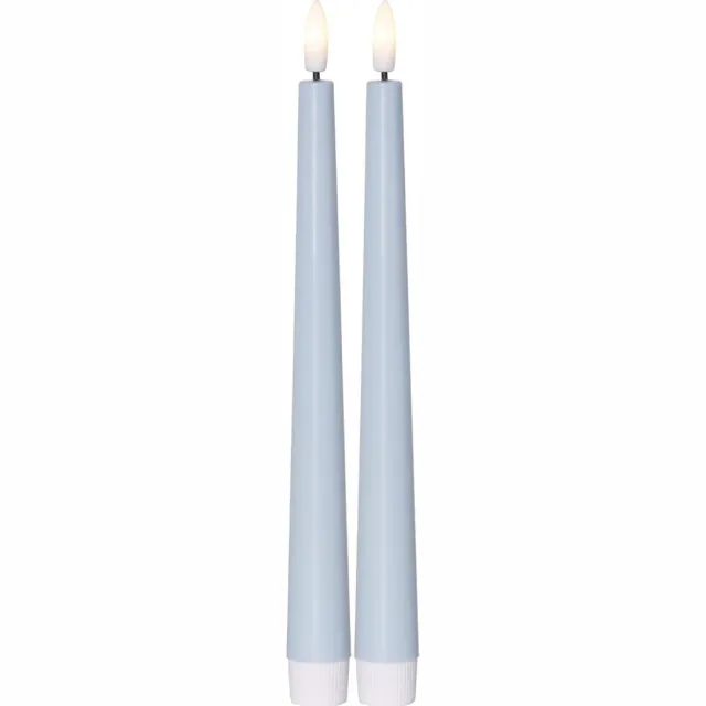 Star Trading Set van 2x LED Dinerkaarsen FLAMES CANDY Blauw 26cm