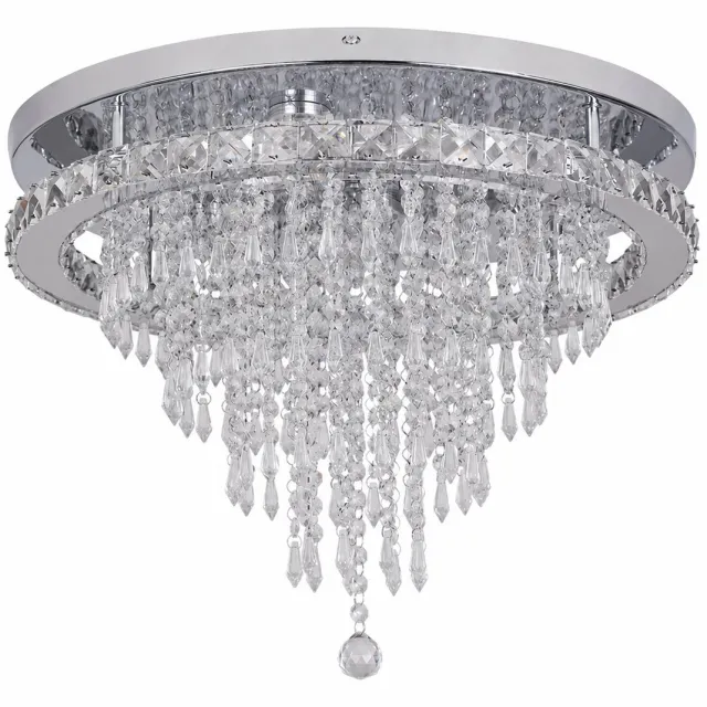 DeltaMerch Kroonluchter - Hanglamp - Plafondlamp - Plaffoniere - Kristallen uitstraling - Dimbare LED Verlichting - 30 CM - Zilver