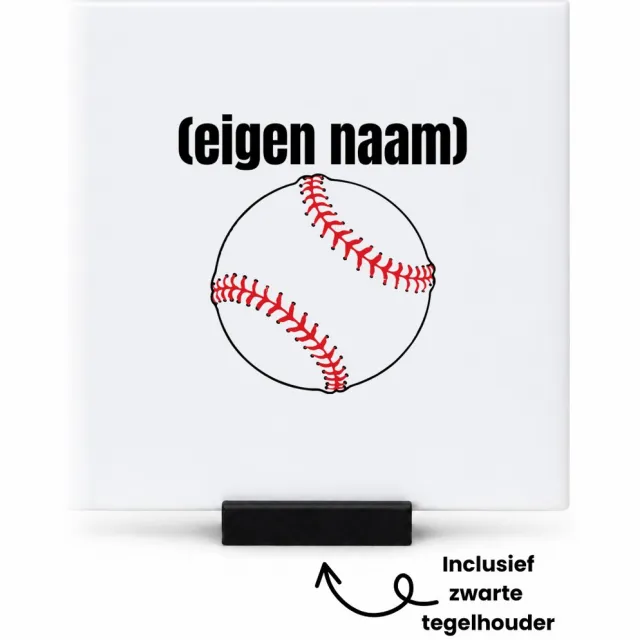 Hacebo honkbal met eigen naam tegeltje met tegelhouder - Honkbal - atleten - tegeltjes met tekst - iemand die houdt van honkbal - verjaardag - cadeau - kado - spreuktegels - 10.8x10.8 CM Wit