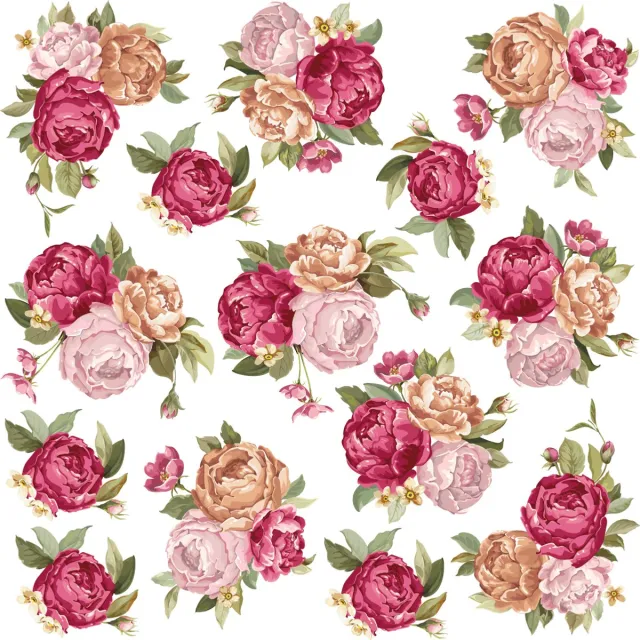 Ambiance Sticker Muurstickers - Rozenboeket - Transparante achtergrond - 40x40cm Multi color