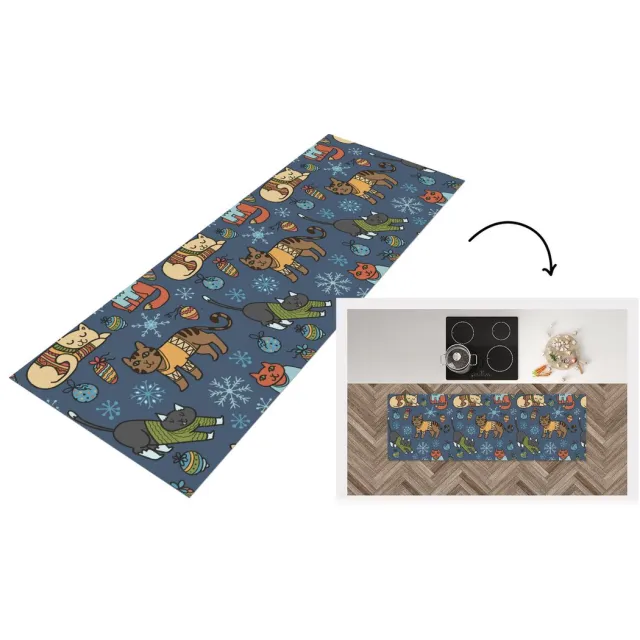 KitchenYeah Keukenloper - Loper keuken - Kat - Dieren - Kerst - Patroon - Keukenloper vinyl multicolor, foto 7