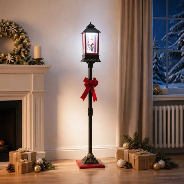 vidaXL Kerstlantaarn ESPOO Koel wit 26,5 x 26,5 x 150 cm Zwart