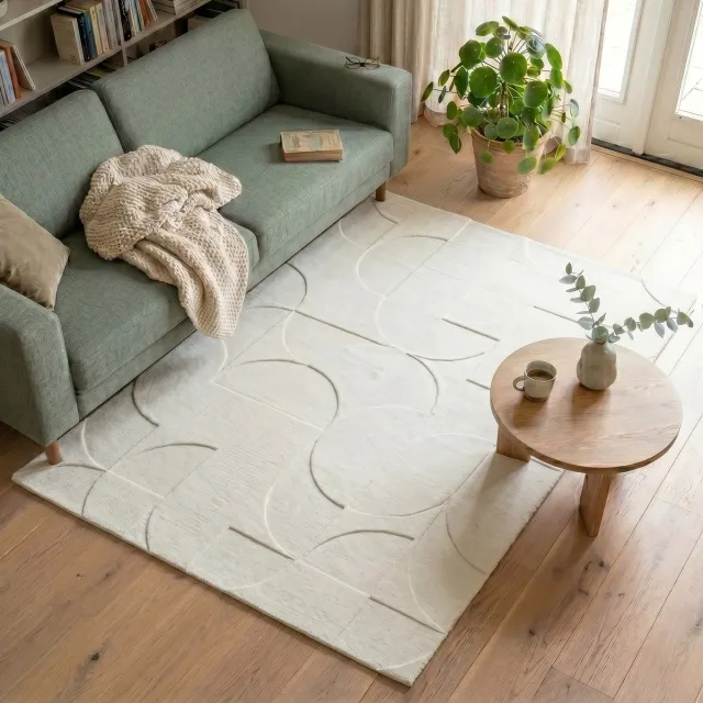 Fraai Scandinavisch vloerkleed - Charm Circles Wit - 140x200cm