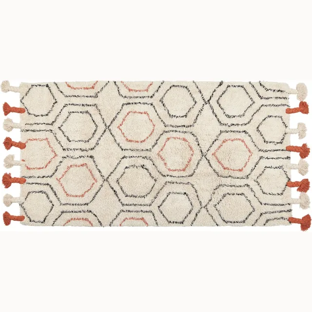Beliani HAJIPUR - Laagpolig vloerkleed - Beige - 80 x 150 cm - Katoen