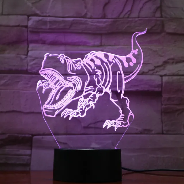 MC Living 3D Led Lamp Met Gravering - RGB 7 Kleuren - Dinosaurus