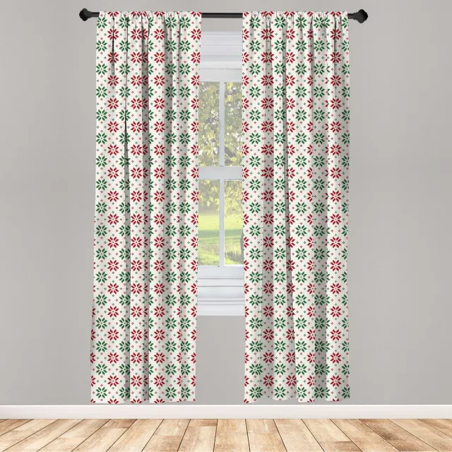 ABAKUHAUS Kerstgordijnen – Norwegian Rose – 2-delige – 75x245 cm Groen