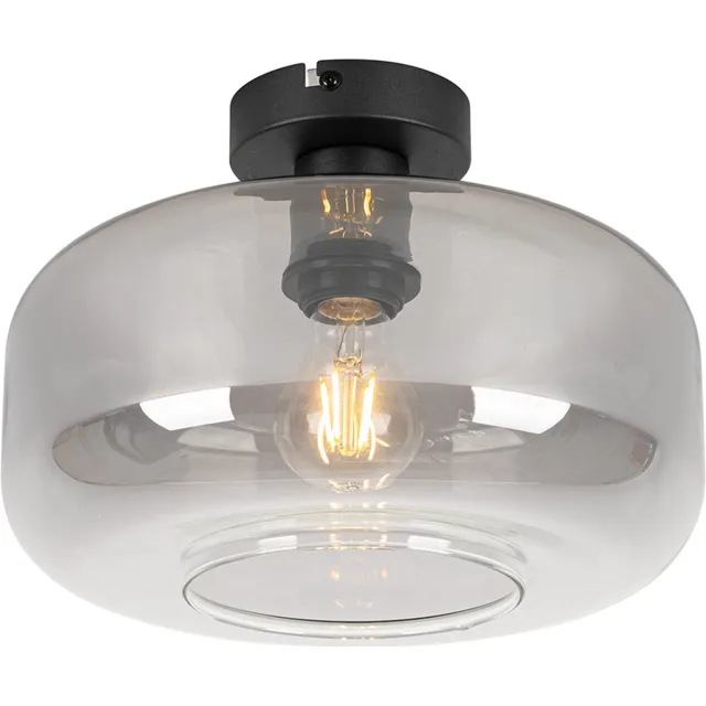 QAZQA bizle - Art Deco Plafondlamp - 1 lichts - Ø 28 cm - Grijs - Woonkamer | Slaapkamer | Keuken