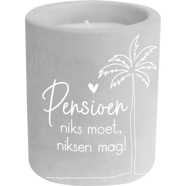 Paper dreams Kaarsje Pensioen- 6,5x6,5x8 cm - Cement